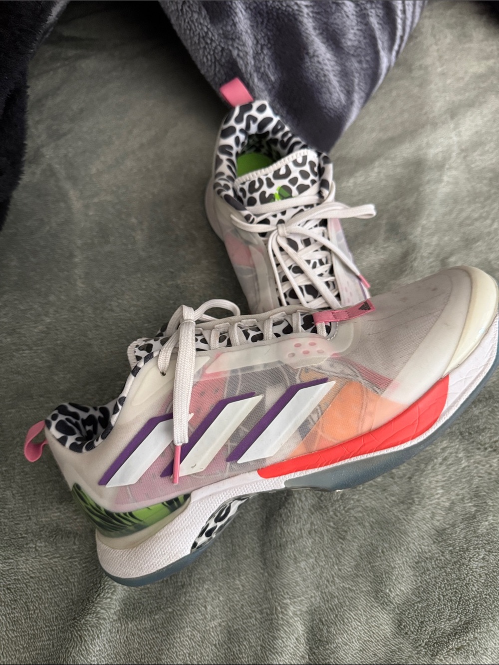 adidas Women’s White Sneakers with Purple, Pink, Orange & Green Accents